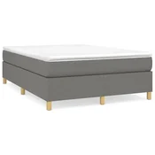 Vidaxl Posteljni okvir z vzmetmi temno siv 140x190 cm blago