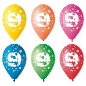 Balon, 26 cm, številka: 9, 5 kosov