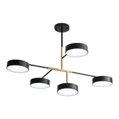 Mitea M10960-5 LED luster 25W 4000K, 5 okruglih svetiljki, crno-zlatni