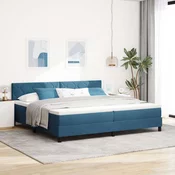 Vidaxl Postelja z vzmetnico z vzmetnico Temno modra 200 x 200 cm blago