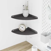 Kutna flota polica s policom 2 pcs Crna 24 x 24 x 2 cm