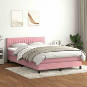 vidaXL vidaXL Box Spring postelja z vzmetnico Pink 140x220 cm Velvet, (22011006)