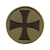 shumee Našitek Templjarski križ - okrogel našitek, umirjen - magnetna podlaga - vezen našitek/značka/emblem