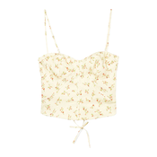 Bershka Top bež/temno zelena/krvavo rdeča