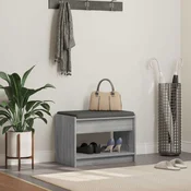 vidaXL Haldna klop z blazino s polico Siva Sonoma 63 x 38 x 45 cm