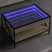 vidaXL Klubska mizica z neskončnimi LED sonoma hrast 70x50x38 cm