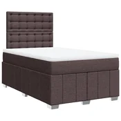 Vidaxl Box spring postelja z vzmetnico temno rjav 120x200 cm blago