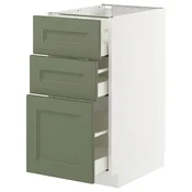 METOD / MAXIMERA Podni element s 3 fioke, bela/Axstad sivozelena, 40x60 cm
