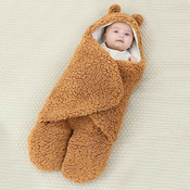 Topla in mehka odeja za spanec dojenčka | FLUFFIKINS, Rjava