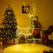 Costway 3D Božični okrasek jelen 186 cm s 300 toplimi belimi LED lučmi