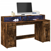 Radni stol s LED svjetlima boja hrasta 160x55x91 cm drveni