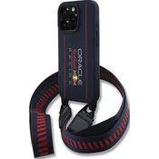 Red Bull silikonski MagSafe ovitek z vertikalnim logotipom + crossbody trak za iPhone 16 Pro mornarsko modra
