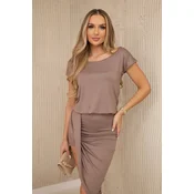 Asymmetrical cappuccino dress
