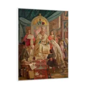 Canvas Slika na platnu Sveti Sava blagosilja Srpcad-Uroš Predic, 75x100 cm, Sa ramom, Bela