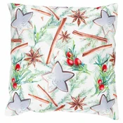 Autronic Vzglavnik Pillow with filling, satin. Christmas motif, gingerbread and cinnamon on a white background. 45 (UBR041)