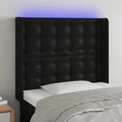 Vidaxl vidaXL LED vzglavje postelje črno 93x16x118/128 cm umetno usnje