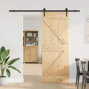 vidaXL Drsna vrata NARVIK Naravna in črna 80 x 210 cm (213,5 cm)