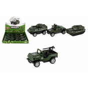Teddies Mini vojaški avto kovinski/plasten 7-8cm zložljiv 4 vrste