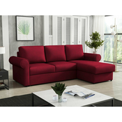 Kotna garnitura Columbus 131 (Kronos 02) Rdeča, Funkcija spanje, Predal, 246x155x90cm