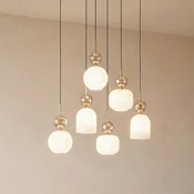 TK Lighting Visoka svetilka Sophia, 6-žarilna, bela/konjak, dolžina 65 cm, E14 - Dnevna soba/jedilnica - Sodobni - bela, konjakova, črna - Steklo