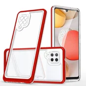 Hurtel ovitek Clear 3in1 za Samsung Galaxy A42 5G, rdeč