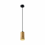 Črna viseča svetilka z lesenim senčnikom o 7 cm Tubo – Candellux Lighting