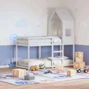 Krov za djecji krevet bijeli 55x84x132 cm masivna borovina