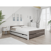 Postelja IKAROS DOUBLE 140 x 200 cm, bela/hrast tartuf Posteljno dno: Brez posteljnega dna, Vzmetnica: Vzmetnica Deluxe 10 cm