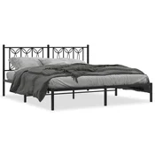 Vidaxl Kovinski posteljni okvir z vzglavjem črn 183x213 cm