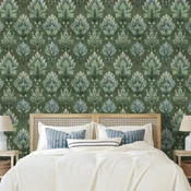 Tapeta zeleni vintage rastlinski ornamenti - 539x363