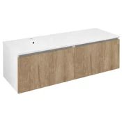 LOREA omarica z umivalnikom 141x46x51,5cm (70+70cm), leva, hrast alabama/bela mat - Rjava - 141x46x51,5 cm - Sapho - LOREA - 24 - MDF/laminat - 1410 - 460 - 515 - 14