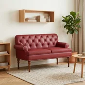 Dvojnica s gumbi Vinorodna rdeča 120 x 65 x 77 cm Umetno usnje