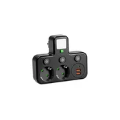 Razdelnik uticnica sa prekidacem i LED osvetljenjem LINEA 2Z + 3xUSB A/C SCHUKO 4000K crna