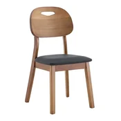 SONNENH Jedilni stoli, 2 v kompletu, 88 cm, črna, les v orehovem tonu, ovalno leseno naslonjalo z odprtino za prijem, oblazinjen sedež 43 x 42 cm in lesene noge