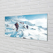 tulup.si Slika na akrilnem steklu Plezanje gore pozimi 125x50 cm 4 obešalnika