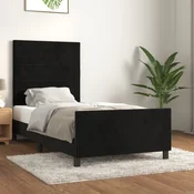 shumee vidaXL Posteljni okvir z vzglavjem črne barve 90x190 cm žamet