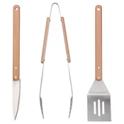GRILLTIDER 3-delni pribor za žar, nerjaveče jeklo/bukev