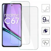 shumee 2x kaljeno steklo za realme C67 4G 9H zaščitna folija za zaslon | 2 kosa