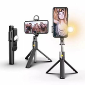 Mormark 6v1 SELFIEPRO - selfie stick, tripod, lučka primerno za vse telefone (iphone, samsung, xiaomi, huawei), z lučko in daljincem