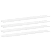 Vidaxl Stenske police 4 kosi visok sijaj bele 100x9x3 cm