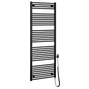 Električni kopalniški radiator DIRECT-E, raven, 600x1680 mm, 800 W, črn - Črna mat barva - 600x1680 mm - Aqualine - DIRECT-E & ORBIT-E - 24 - Jeklo - Oblika H - Oblika H - 600 - 1680 - 800 - 14
