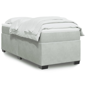 vidaXL Box spring postelja z vzmetnico svetlo siva 100x200 cm žamet