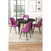 Hanah Home Set Trpezarijski sto i 4 stolice, Ljubičasto-crni