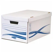 Arhivska škatla, s pokrovom na tečajih, kartonska, velika, FELLOWES Bankers Box Basic, modro-bela, 5 kosov