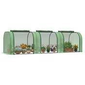 OUTSUNNY Vrtni rastlinjak s predorom iz jekla IN PP plastike z rolo vrati, 295x100x80 cm, zelena