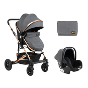 Kikka Boo kolica 3u1 Amaia + košara + autosjedalica - Dark Grey