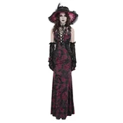 Ženska dolga obleka DEVIL FASHION - Gothic Reverie - črna/vinsko rdeča - SKT25302