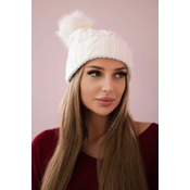 Kesi Cap with fleece Warkocz K226 white