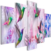 Slika - Colourful Hummingbirds (5 Parts) Wide Violet 200x100