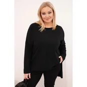 Kesi Asymmetrical Plus Size womens blouse with long sleeves black